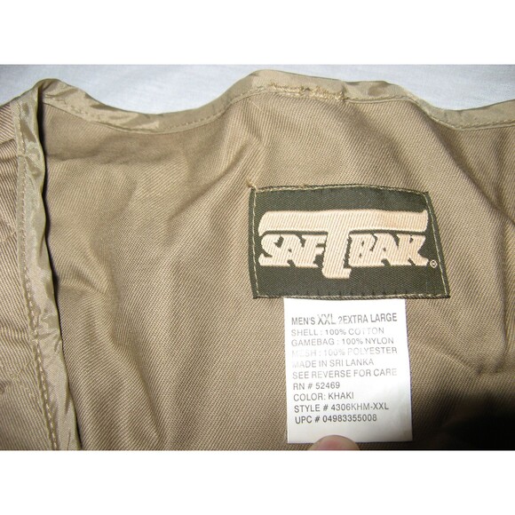 SafTbak Vest Mens XXL 2XL Fly Fishing Hunting Brown Outdoors Mesh Back Lining - Picture 2 of 3
